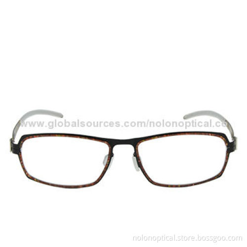 Classic Brown Stainless Steel One Piece Optical Frame with Sprayed Color in Lower Step